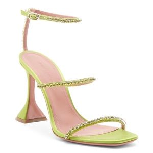 Amina Muaddi Gilda Crystal-Embellished Satin Sandals